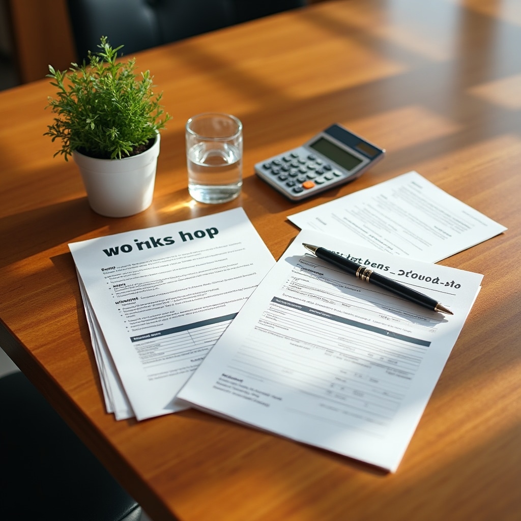 Materiale de atelier pe masa de conferință